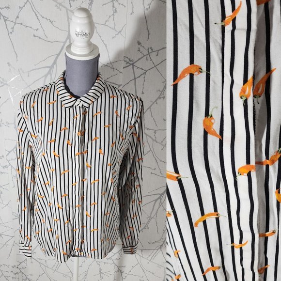 B. Young Striped Chilli Peppers Printed Shirt - Picture 1 of 4